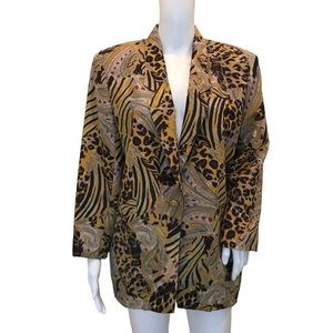 Retro Vintage 90s Print Animal Print Abstract Italy Blazer Women’s M